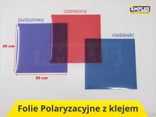 folia polaryzacyjna 3 fragmenty fioletowy czerwony niebieski
