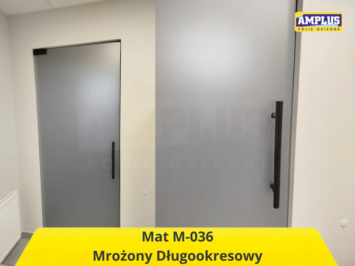 folia mrożona Mat M-036 długookresowa na szklanych drzwiach biurowych