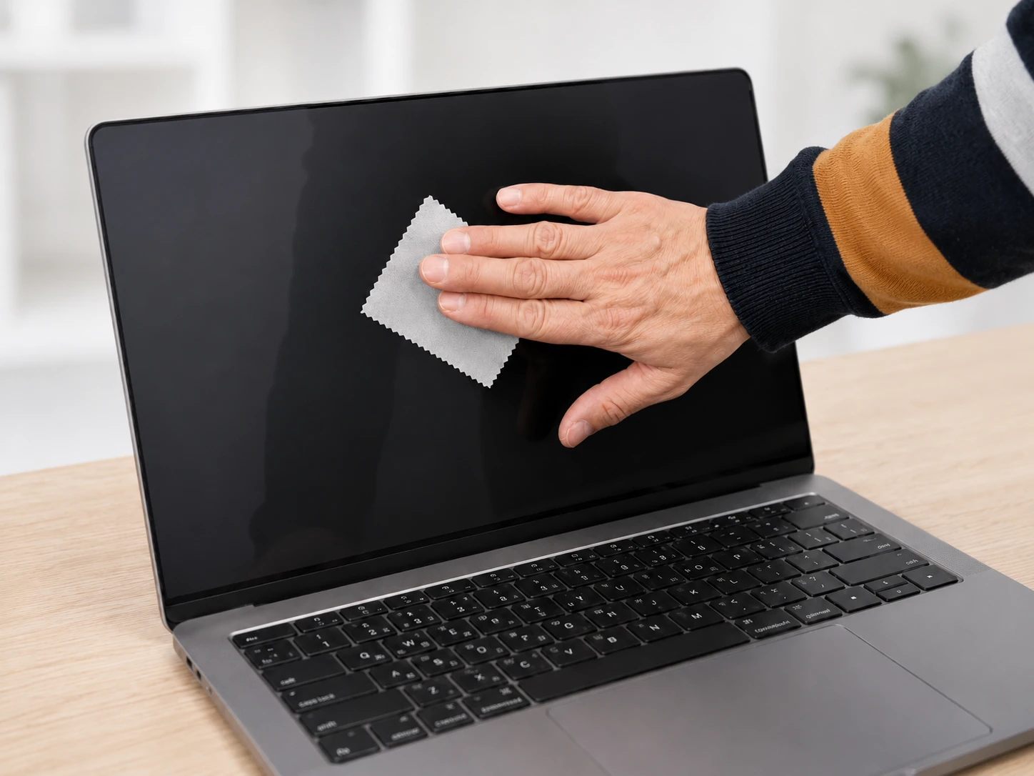 Wiping a privacy filter after installation
