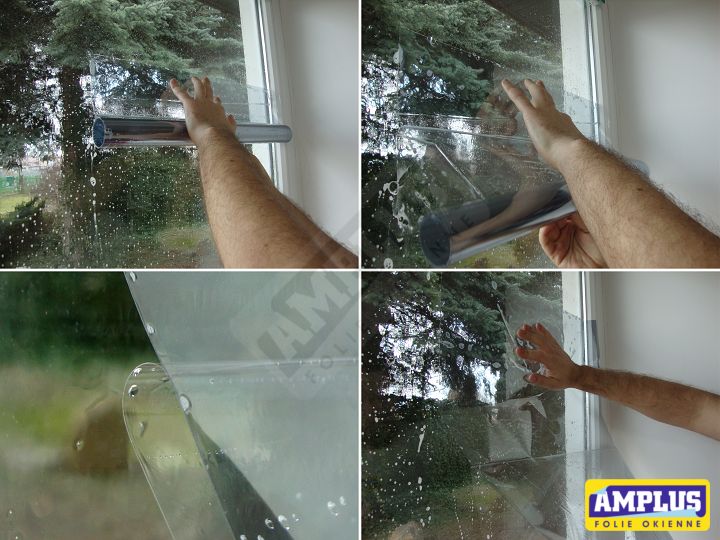 Placing a window film fragment onto the glass